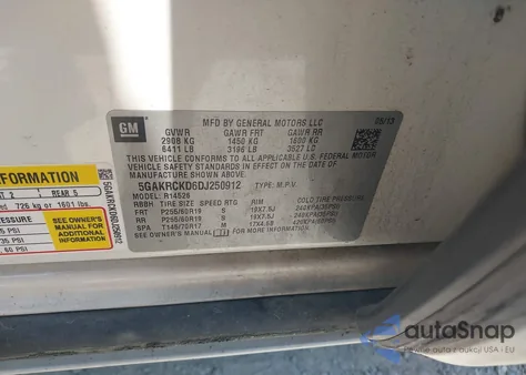 2013 Buick Enclave Leather from USA, damaged, VIN 5GAKRCKD6DJ250912